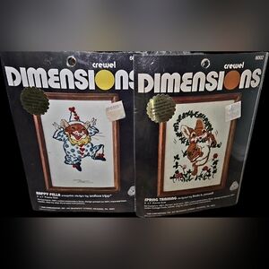 Vtg 1980 Lot Of 2 Dimensions Crewel Embroidery Kits Bunny And Mouse 5×7 NEW